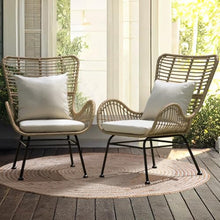 IDZO Isabelle Outdoor Wicker Chairs Set of 2 with Beige Olefin Cushions