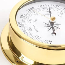 JSEIAJB 145mm Brass Case Shell Weather Station Barometer Wall Hanging Boat Using, Mounted
