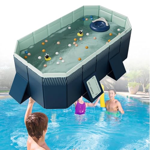 FANYING Paddling Pool for Children, Foldable Non-Inflatable Family Pool, Adult Garden Swimming Pool, Family Swimming Pool Summer Blue,185cm