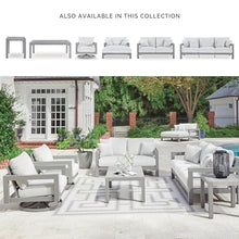 Signature Design by Ashley Moonlight View Contemporary Nuvella Weather Resistant Fabric Outdoor Chaise Lounge with Zippered Removable Cushions and Throw Pillows, Light Gray & Beige
