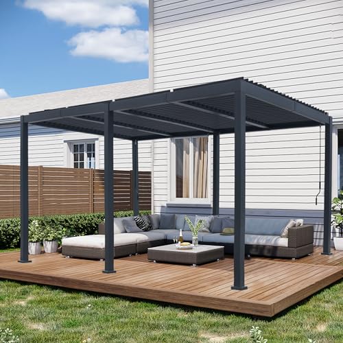 Goldshire 10'x 20' Patio Louvered Pergola Aluminum Black Hardtop Gazebo