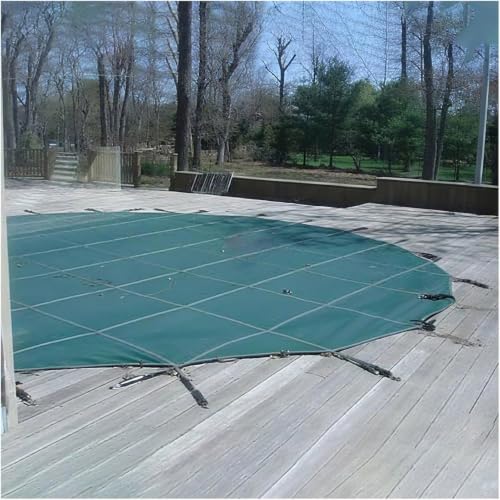 Safety Cover for Inground Pool, Round Winter Pool Covers 15ft/16ft/18ft/24ft/28ft, Green Mesh High Strength Solid Inground Pools Cover, Hardware Included，Custom(33ft/10m)