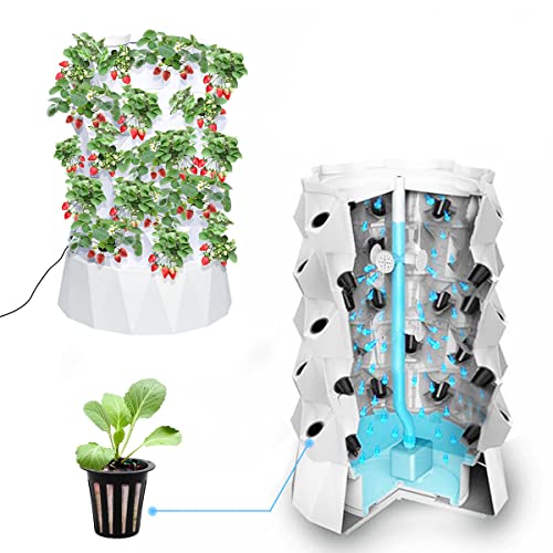 ZXMT Hydroponics Tower Growing System,Vertical Farming Aeroponic Tower Equipment for Indoor Herbs, Fruits and Vegetables with Hydrating Pump Timer Adapter