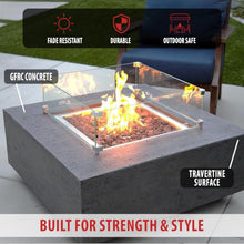 AMS 36" Concrete GFRC Square Propane Gas Fire Pit Table (Pweter)
