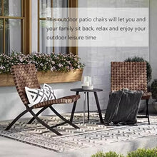 KPHYMOD 3 Piece Folding Chair Outdoor Bistro Sets with Wood Coffee Table Patio Conversation Furniture for Porch Balcony Lawn, Brown
