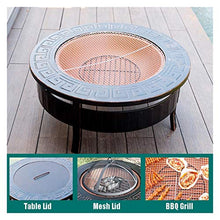 SLGGPJBU Outdoor Fire Pit Wood-Burning Fire Pit Bowl, 32-inch Fire Pit with Spark Screen, Outdoor Fireplace Grill Set, Style 1