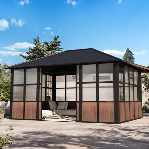 Modern Shade Solarium 12'x16' Sunroom with TV Mount & 2 Sliding Doors