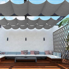 ZHFENGZHOU Wave Sun Shade Awning Replacement Shade Cover Outdoor Retractable Pergola Canopy for Patio Garden Deck Gazebo Porch with Slide On Wire Cable Hardware(Size:1.4x7m,Color:Gray)