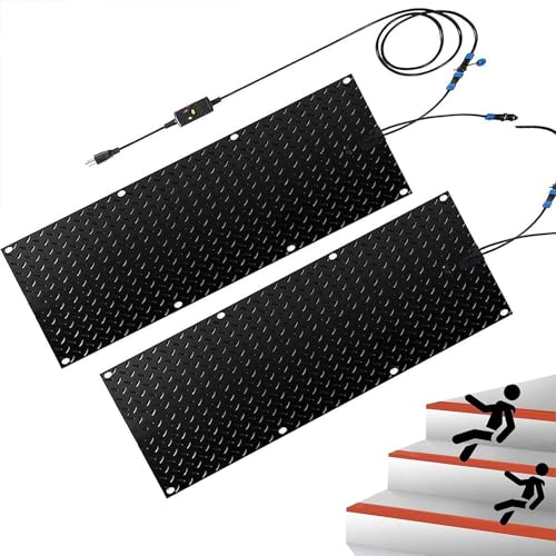 Snow Melting Walkway Mat 2 in/h Speed Heated Snow Melting Mats for Stairs, Non-Slip Heated Outdoor Mats Power Cord Winter Removal One Piece, Tandem Connector (Color : 2PCS, Size : 10in x 30in (25.4c