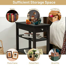 NRFJFOP 3-Tier Side End Table with Drawer Shelf Narrow Nightstand
