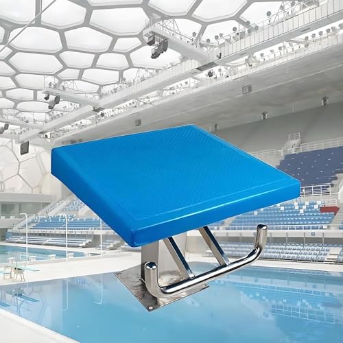 PioMue Diving Platform, 15 Degree Incline Starting Block, Inground Pool Diving Boards with Anti-Slip Rubber Surface for Professional Swimming Pool Competition and Training
