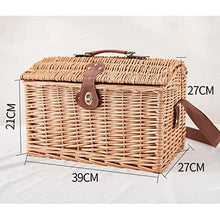 Storage Basket,Wicker Picnic for 4 Persons with Utensils Cutlery, Willow Hamper Service Gift Set, Outdoor Hand Woven for Valentine Day, Birthday