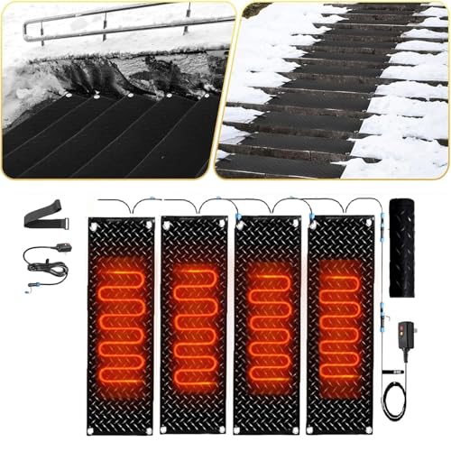 AMHUKIP Snow Melting Mat for Outdoor Stairs - Slip-Proof, Waterproof, and Efficient Snow Removal Solution 5Pcs 40x60cm/15.7x24in(40x200cmx4Pcs)