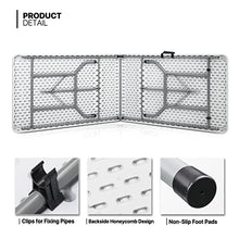 MoNiBloom Folding Table Chair Set, 8Ft Folding Heavy Duty Utility Table and 10 Pack 650 lb. Capacity Premium Plastic Folding Chairs for Wedding Party Outdoor
