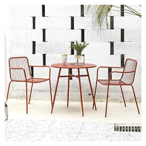 Balcony Table and Chair Set Wrought Iron Outdoor Leisure Table Garden Furniture Sets And Chair Modern Patio Furniture Balcony Open-air Cafe Tea Table Bistro Table Set ( Color : 2 chairs 1 table-B )