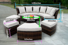 Genuine Ohana Outdoor Patio Wicker Furniture 7pc All Weather Round Couch Set with Free Patio Cover