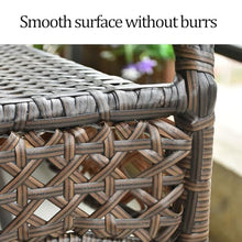 Dalumian Patio Dining Set with Tempered Glass Table and 4 Stackable Rattan Chairs, 3 Pieces Wicker Patio Bistro Sets, Outdoor Seating Set with 4 Cushions, Garden Furniture Sets for Lawn(Round,90CM)