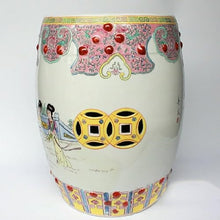 JOYNOW Ceramic Garden Stool Decorative Garden Stools Pastel Hand-Painted Antique Lady-in-Waiting Drum Stool Porcelain Stool Vanity Stool Carving Garden Stool Ceramic