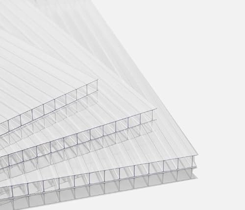 Twin Wall Polycarbonate Greenhouse Panels | Greenhouse Panels | Polycarbonate Roof Panels | Hurricane Panels | Clear, Light Weight | 8mm | Size: 36" x 72" | 5 Pack