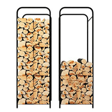 LZPHGB Babyce Fireplace Wood Log Stand Storage Large Firewood Rack Holder Outdoor, Heavy Duty Rectangular Tall Log Storage Stand, Farmhouse Black Modern Wood Holder, 42X35X120Cm