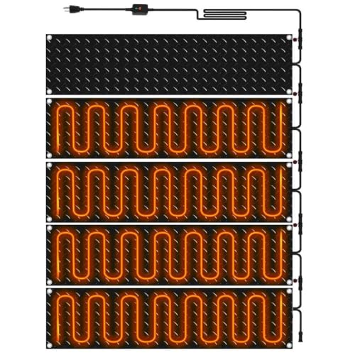 iumLeap Winter Snow Melting Pads,Anti-Slip Walkway Herringbone Design,Outdoor Mat,Prevents ice Formation,Melts up to 2 inches of Snow per Hour, 5Pcs/10 * 48In (25.4 * 121.9cm)