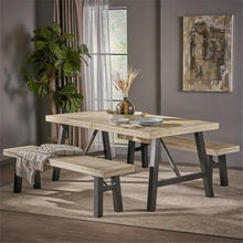 Noble House Estelle 3-Piece Indoor Acacia Wood Picnic Set Grey