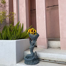 ELUKHT Garden Figurines, Ocean Mermaid Holding Conch Ornament Multifunctional Flower Pot Creative Sculpture Resin Statue Fairy Garden Decoration