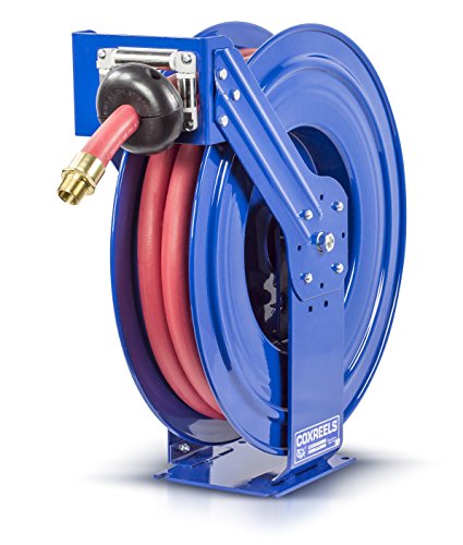 COXREELS Supreme Duty Spring Rewind Hose Reel for Fuel 3/4" I.D. 75' 300 PSI Blue