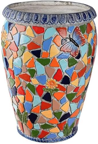 SDVantage Flower pots Outdoor Garden Flower Pot Flower PotHandmadeTile Craft Flower Pot Flower Pot Garden Balcony Terrace (E)
