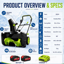 40V Snow Blower with 20 Inch Clearing Path and LED Lights 2Batteries