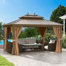 DWVO 10x12ft Hardtop Gazebo with Nettings and Curtains Bronze