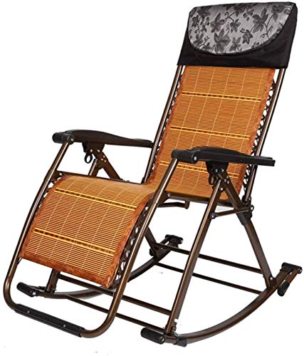 Recliner Garden Rocking Chair Folding Recliner Outdoor Adjustable Sun Lounger Rocker Zero Gravity Seat Lightweight Sturdy Steel Frame Easy Storage No need to install (Color