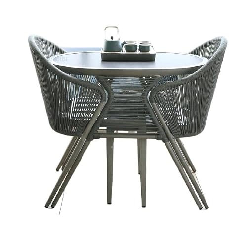 Balcony Table and Chair Set Modern Outdoor Balcony Table And Chair Set Simple Garden Furniture Sets Terrace Leisure Tea Table Rattan Chair Three-piece Set Bistro Table Set ( Color : B-Table And Chair