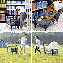 Outdoor Folding Utility Wagon Folding Camping Cart Load-Bearing 60kg / 132lbs Portable Garden Cart with Romovable Canopy