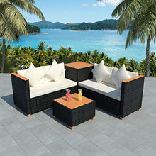 HGFDVCMR 4-Piece Patio Furniture Set, Black PE Rattan Outdoor Sofa