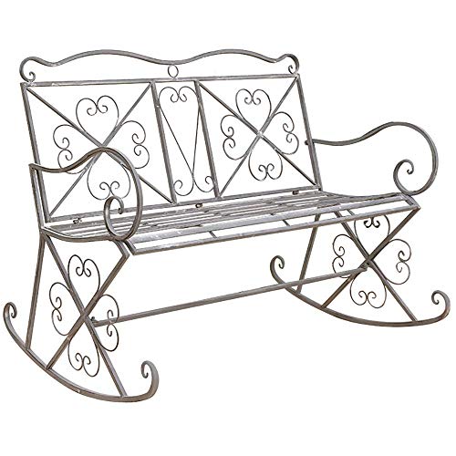 ELUKHT Household Garden Courtyard Metal Rocking Chair, Vintage Old Hollow Double Rocking Chair, Outdoor Furniture Balcony Swing Seat, Suitable for Backyard, Lawn, Balcony, Terrace