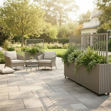 Hassyee Aluminium Planter Box with Lockable Wheels and Trellis for Backyard, Lawn, Outdoor Raised Bed with Drainage Holes and Modern Design for Growing Plants, Flowers