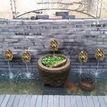 Lion Head Wall Hanging Fountain Sprayer, Nozzle Golden Garden Water Spray, Sculpture Head, Outdoor Watering Decoration Accessories for Office, Bedroom, Pond(Brown,56x60x25cm)