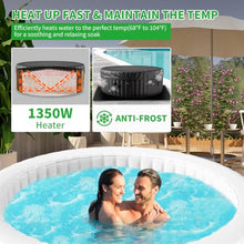 Inflatable Hot Tub with LED Lights, 2-4 Person Round Blow Up Portable Hot Tub, Leak-Proof PVC Outdoor Spa with 120 Strong Air Jets, Heater Pump and Insulated Cover, 71” X 71”X 25”