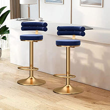 IPSU 360° Swivel Bar Stools Set of 4 Height Adjustable Velvet Blue