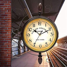 EHVYBDX Clocks Outdoor Waterproof, Classical Double-Sided Rotation Metal Rack Outdoor Clocks for The Garden Wall Mounted Battery Powered