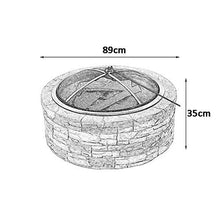 Garden Fire Pit Grill Bowl Grill Barbecue Rack Charcoal Barbecues Outdoor Fire Pit Bowl Round Charcoal Wood Heating Brazier Imitation Stone Wood Grain Stove Courtyard Hotel Decoration