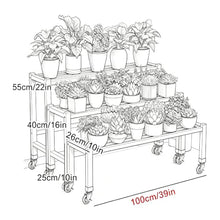 3 Pack Plant Stand On Wheels, Heavy Duty Rolling Flower Shelf For Patio