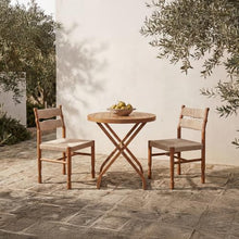 NADAAL STUDIOS Cassiopeia Outdoor Bistro Table, Round, Teak Wood, Natural Finish, Folding Design, Stow-Away Clips, Natural