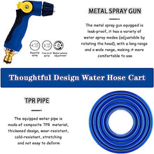 REROM Outside Heavy Duty Iron Garden Trolley,Portable Water Hose Cart with Rollers Household Water Pipe Storage Rack Can Accommodate Hose Reels (Color : Blue-dn20, Size : Hose Cart+60m Pipe)