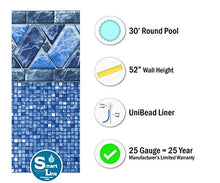 Smartline Stone Harbor 30-Foot Round Pool Liner 52-Inch | UniBead Style | 25 Gauge Virgin Vinyl | Heavy-Duty | Steel Sided Above-Ground Pool