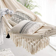 MaGiLL Camping Double Hammocks Canvas Tassel Sleeping Outdoor Backyard Swing Beds Home Garden