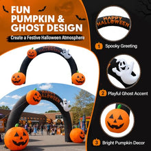 Wellcomer 20FT Inflatable Halloween Arch with Built-in LED Lights, Blow Up Entrance Archway with Pumpkins & Ghost for Party & Outdoor Decoration