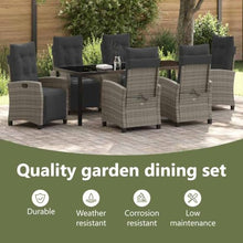 vidaXL Garden Dining Set 7 pcs Grey Poly Rattan