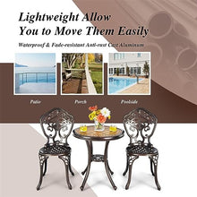 DUYHBAWRS 3PCS Patio Bistro Set Round Table Chairs All Weather Cast Aluminum Yard